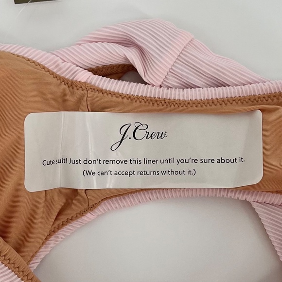 J. Crew Women's Ribbed Cheeky Bikini Swim Bottom Size M Pink High Waist Beach - Picture 3 of 8